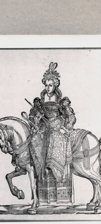 Rückseite von British Museum [https://www.deutsche-digitale-bibliothek.de/content/lizenzen/rv-ez/] Edelfrau auf einem Pferd sitzend - , bh112161. Foto.