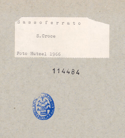 Rückseite von National Gallery of Art, Washington? [https://www.deutsche-digitale-bibliothek.de/content/lizenzen/rv-ez/] Santa CroceSanta CroceVano Nord - Blick in die nordwestliche Raumecke mit Fragmenten der ehemaligen Außendekoration, eines Löwen und einer Säule, bh114484_recto. Foto: Hutzel, Max.