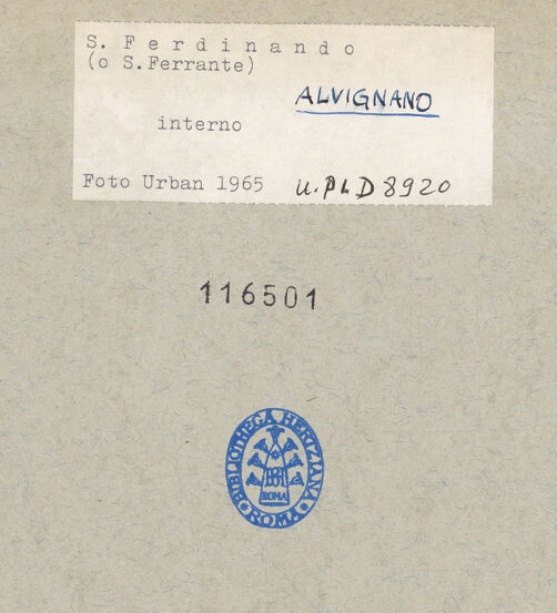 Rückseite von Bibliotheca Hertziana [https://www.deutsche-digitale-bibliothek.de/content/lizenzen/rv-fz/] San Ferdinando & San Ferrante - Mittelschiff, Blick zur Innenfassade, bh116501_recto. Foto: Urban, Thomas.