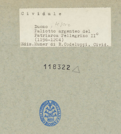 Rückseite von Ediz. Muner di R. Codeluppi (Cividale) [https://www.deutsche-digitale-bibliothek.de/content/lizenzen/rv-ez/] Pala di Pellegrino II / Madonna zwischen Engeln, Heiligen und Stifter - , bh118322_recto. Foto.