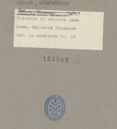 Rückseite von Alinari [https://www.deutsche-digitale-bibliothek.de/content/lizenzen/rv-ez/] Büste der Felice Zacchia Rondanini (oder der Vincenza Danesi?) - , bh120565_recto. Foto.