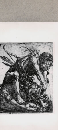 Rückseite von  [http://creativecommons.org/publicdomain/mark/1.0/] Herkules und der Löwe - , bh121340. Foto.