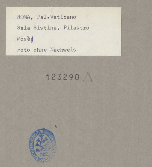 Rückseite von Sopr. BAS ROMA [https://rightsstatements.org/page/CNE/1.0/] Zyklus von Szenen aus dem Marienlebenlinke Wand: Maria, Petrus, Paulus, und der Erzengel Michael als Protektoren Roms - , bh123290_recto. Foto.