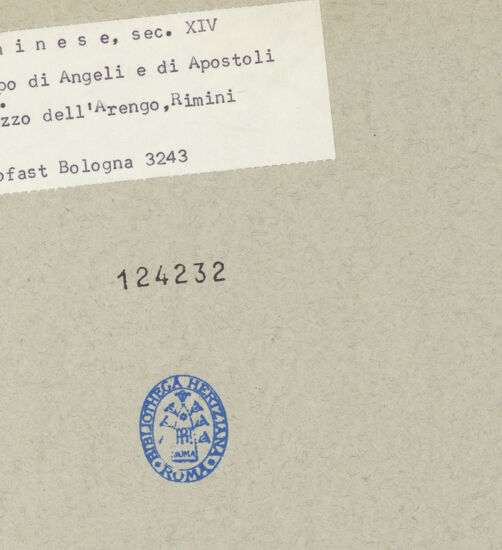 Rückseite von Fotofast, Bologna [https://www.deutsche-digitale-bibliothek.de/content/lizenzen/rv-ez/] Jüngstes Gericht - Detail: Engel und Apostel rechts (während im Palazzo dell'Arengo), bh124232_recto. Foto.