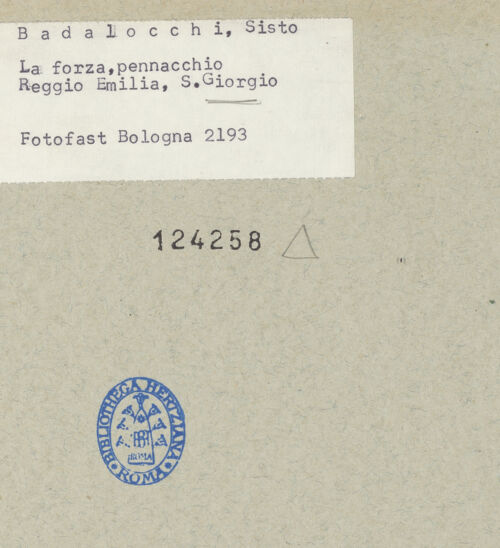 Rückseite von Fotofast, Bologna [https://www.deutsche-digitale-bibliothek.de/content/lizenzen/rv-ez/] Die vier KardinaltugendenFortitudo - , bh124258_recto. Foto.