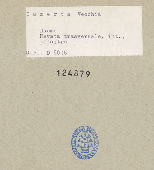 Rückseite von Bibliotheca Hertziana [https://www.deutsche-digitale-bibliothek.de/content/lizenzen/rv-fz/] DuomoQuerhaus und Kuppel - Querhaus, Pfeiler, Sockel, bh124879_recto. Foto.