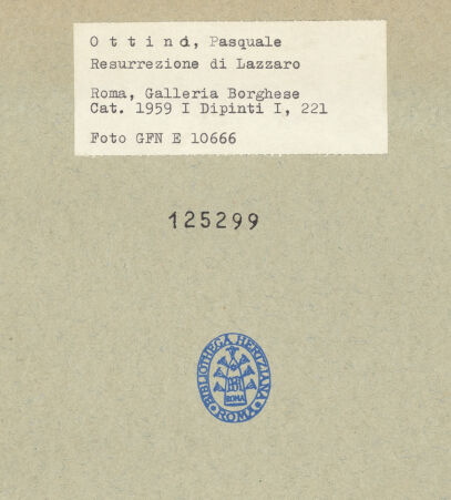 Rückseite von ICCD [https://www.deutsche-digitale-bibliothek.de/content/lizenzen/rv-fz/] Die Auferweckung des Lazarus - Gesamtansicht, bh125299_recto. Foto.