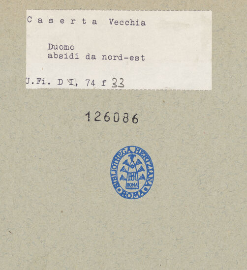 Rückseite von Bibliotheca Hertziana [https://www.deutsche-digitale-bibliothek.de/content/lizenzen/rv-fz/] DuomoApsiden - Apsiden von Nord-Osten, bh126086_recto. Foto: Mörsch.