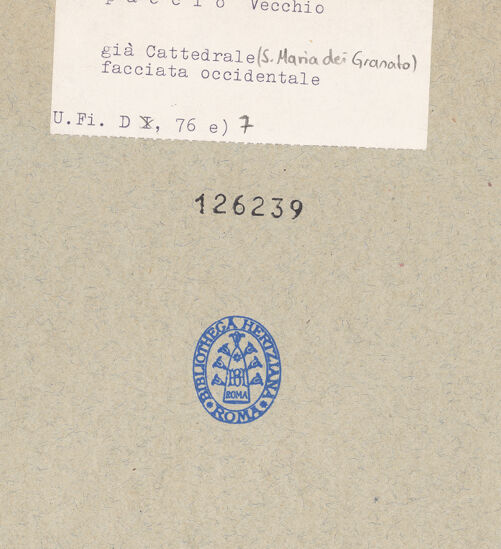 Rückseite von Bibliotheca Hertziana [https://www.deutsche-digitale-bibliothek.de/content/lizenzen/rv-fz/] Santuario di Santa Maria del Granato - Westfassade, bh126239_recto. Foto: Mörsch.