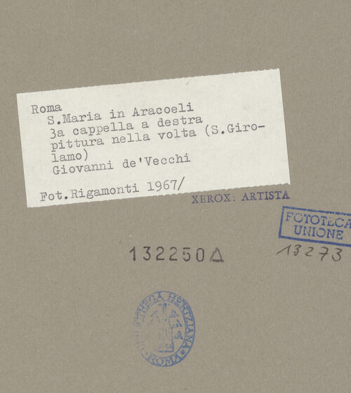 Rückseite von Bibliotheca Hertziana [https://rightsstatements.org/page/CNE/1.0/] Ausmalung der Kuppel mit Szenen aus dem Leben des heiligen HieronymusBildfeld: Der heilige Hieronymus büßend - , bh132250_recto. Foto: Rigamonti.