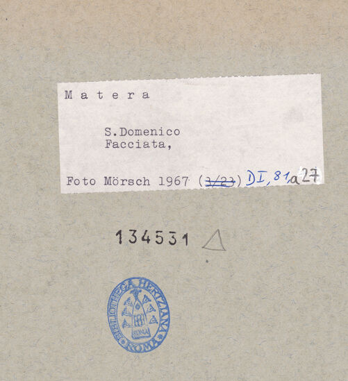 Rückseite von Bibliotheca Hertziana [https://www.deutsche-digitale-bibliothek.de/content/lizenzen/rv-fz/] San DomenicoWestfassade - Teilansicht, bh134531_recto. Foto: Mörsch.