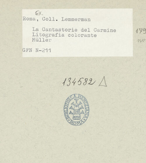 Rückseite von ICCD [https://rightsstatements.org/page/CNE/1.0/] Die Bänkelsängerin der Madonna del Carmine - , bh134582_recto. Foto.