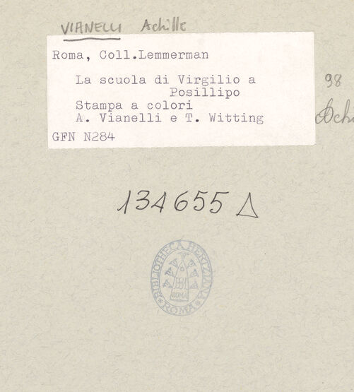 Rückseite von ICCD [https://rightsstatements.org/page/CNE/1.0/] Ruinen der "Scuola di Virgilio" in Posillipo - , bh134655_recto. Foto.