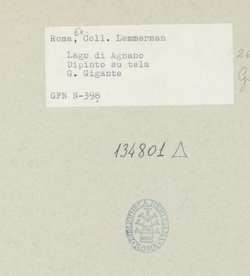 Rückseite von ICCD [https://rightsstatements.org/page/CNE/1.0/] Blick auf den See von Agnano - , bh134801_recto. Foto.