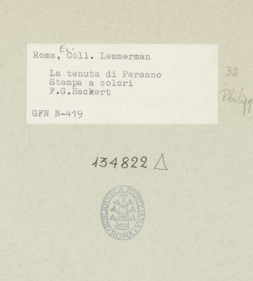 Rückseite von ICCD [https://rightsstatements.org/page/CNE/1.0/] Das Landgut von Persano - , bh134822_recto. Foto.