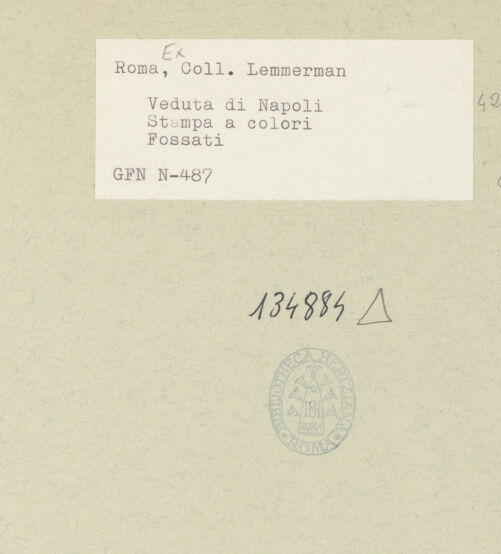 Rückseite von ICCD [https://rightsstatements.org/page/CNE/1.0/] Blick auf Neapel in der Vogelperspektive - , bh134884_recto. Foto.