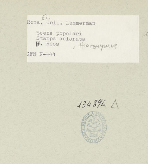 Rückseite von ICCD [https://rightsstatements.org/page/CNE/1.0/] Drei volkstümliche Szenen in Neapel (Il segretario ambulante, La Cantina, Lazzari sulla piazza di San Ferdinando) - , bh134896_recto. Foto.