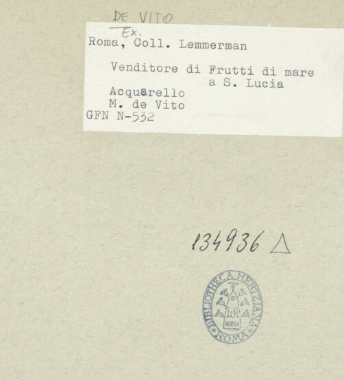 Rückseite von ICCD [https://rightsstatements.org/page/CNE/1.0/] Verkäufer von Meeresfrüchten bei Santa Lucia in Neapel - , bh134936_recto. Foto.