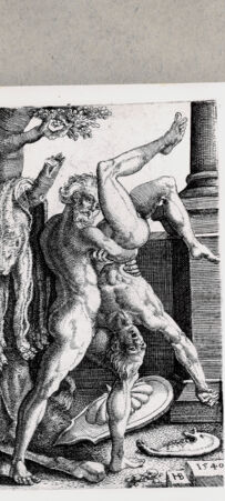 Rückseite von  [http://creativecommons.org/publicdomain/mark/1.0/] Herkules und Anthäus - , bh135102. Foto.