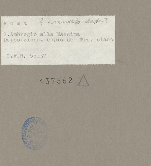 Rückseite von ICCD [https://www.deutsche-digitale-bibliothek.de/content/lizenzen/rv-ez/] Die Kreuzigung Christi - Gesamtansicht, bh137362_recto. Foto.