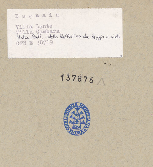 Rückseite von ICCD [https://www.deutsche-digitale-bibliothek.de/content/lizenzen/rv-ez/] Groteskendekoration mit Ruinenlandschaften und vier mythologischen SzenenDer Aufstand der Giganten - , bh137876_recto. Foto.