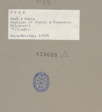 Rückseite von Sopr. Mon. Laz. [https://www.deutsche-digitale-bibliothek.de/content/lizenzen/rv-ez/] Grabmal von Pietro und Francesco Bolognetti - Detail: linker Putto, bh138600_recto. Foto.