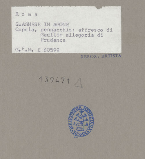 Rückseite von ICCD [https://www.deutsche-digitale-bibliothek.de/content/lizenzen/rv-ez/] Zyklus der KardinaltugendenAllegorie der Prudentia - Gesamtansicht, bh139471_recto. Foto.