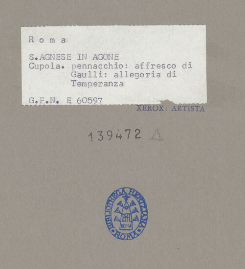 Rückseite von ICCD [https://www.deutsche-digitale-bibliothek.de/content/lizenzen/rv-ez/] Zyklus der KardinaltugendenAllegorie der Temperantia mit der Virginitas - Gesamtansicht, bh139472_recto. Foto.