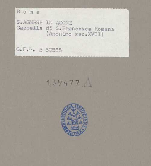 Rückseite von ICCD [https://www.deutsche-digitale-bibliothek.de/content/lizenzen/rv-ez/] Die heilige Franziska Romana mit ihrem Schutzengel - Gesamtansicht mit Teil der Rahmung, bh139477_recto. Foto.