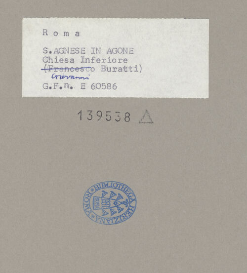 Rückseite von ICCD [https://www.deutsche-digitale-bibliothek.de/content/lizenzen/rv-ez/] Haarwunder der heiligen Agnes - Frontalansicht mit Teilen der Rahmung, bh139538_recto. Foto.