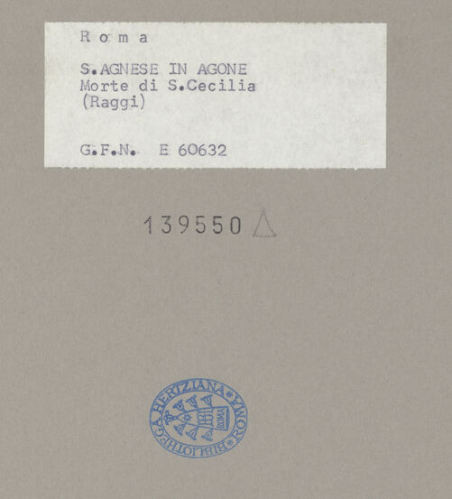 Rückseite von ICCD [https://www.deutsche-digitale-bibliothek.de/content/lizenzen/rv-ez/] Tod der heiligen Cäcilia im Beisein von Papst Paschalis I. und dem heiligen Maximus - Teilansicht, oben links: Engel, bh139550_recto. Foto.