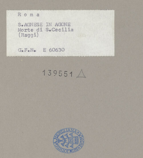 Rückseite von ICCD [https://www.deutsche-digitale-bibliothek.de/content/lizenzen/rv-ez/] Tod der heiligen Cäcilia im Beisein von Papst Paschalis I. und dem heiligen Maximus - Teilansicht, links: Papst Paschalis I., bh139551_recto. Foto.