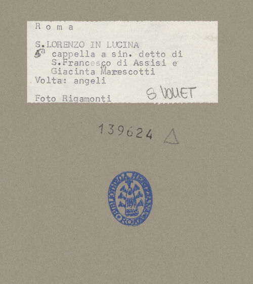 Rückseite von Rigamonti [http://creativecommons.org/licenses/by-nc-sa/4.0/] Gewölbedekoration mit Szenen aus dem Marienleben und musizierenden Engelnzwei Engel, Violine und Flöte spielend - Gesamtansicht, bh139624_recto. Foto: Rigamonti, Franco.