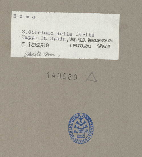 Rückseite von unbekannt [https://www.deutsche-digitale-bibliothek.de/content/lizenzen/rv-ez/] KapellenaussstattungGrabmonument des Bernardino Spada - Liegefigur und Bildnismedaillons, bh140080_recto. Foto.