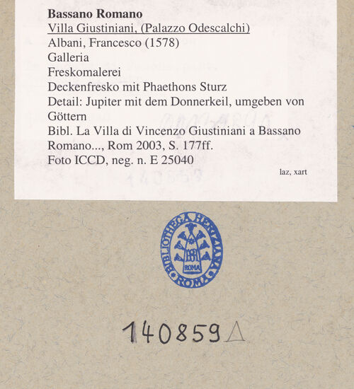 Rückseite von ICCD [https://www.deutsche-digitale-bibliothek.de/content/lizenzen/rv-ez/] Geschichte des PhaetonPhaethons Sturz und Rat der Götter - Detail: Jupiter mit dem Donnerkeil umgeben von Göttern, bh140859_recto. Foto.