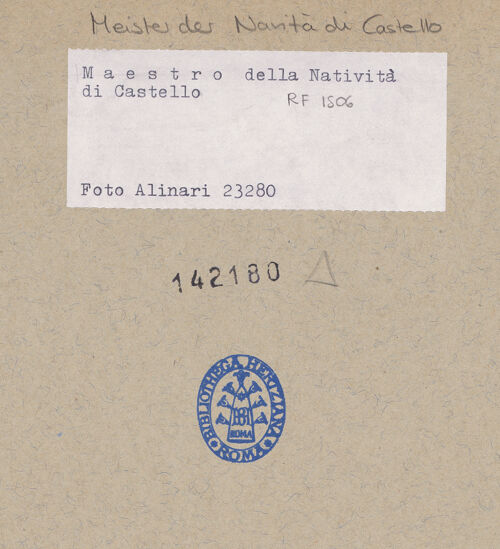 Rückseite von Réunion des Musées Nationaux [https://www.deutsche-digitale-bibliothek.de/content/lizenzen/rv-ez/] Madonna mit Kind umgeben von vier Engeln - , bh142180_recto. Foto: Alinari.