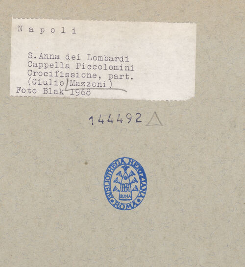 Rückseite von Blak [https://www.deutsche-digitale-bibliothek.de/content/lizenzen/rv-ez/] Der Gekreuzigte mit Maria, Magdalena und Johannes - Detail: Maria und Maria Magdalena von rechts, bh144492_recto. Foto.