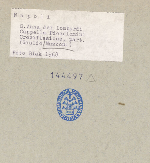 Rückseite von Blak [https://www.deutsche-digitale-bibliothek.de/content/lizenzen/rv-ez/] Der Gekreuzigte mit Maria, Magdalena und Johannes - Johannes von unten links, bh144497_recto. Foto.