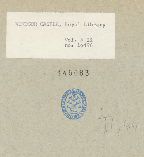 Rückseite von unbekannt [https://www.deutsche-digitale-bibliothek.de/content/lizenzen/rv-ez/] Belvederehof und Details der Treppen, Exedra und Statuenhofs - , bh145083_recto. Foto.