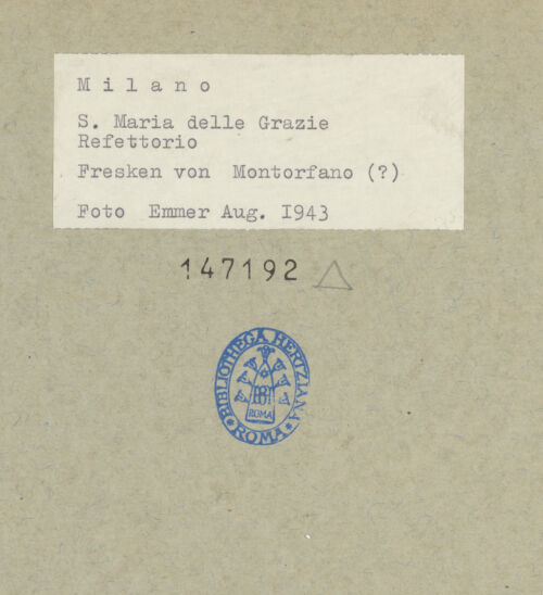 Rückseite von unbekannt [https://www.deutsche-digitale-bibliothek.de/content/lizenzen/rv-fz/] Santa Maria delle Grazie - Ansicht nach den Bombentreffern, bh147192_recto. Foto: Emmer.