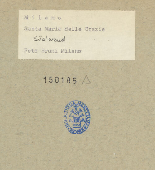 Rückseite von unbekannt [https://www.deutsche-digitale-bibliothek.de/content/lizenzen/rv-fz/] Santa Maria delle GrazieSüdfassade - Detail der Südwand während der Restaurierung, bh150185_recto. Foto: Bruni, Milano.