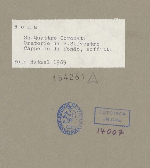 Rückseite von Hutzel, Max [https://www.deutsche-digitale-bibliothek.de/content/lizenzen/rv-ez/] SilvesterlegendeFresken im Altarraum - Gewölbe: Christus und die Evangelisten, bh154261_recto. Foto: Hutzel, Max.