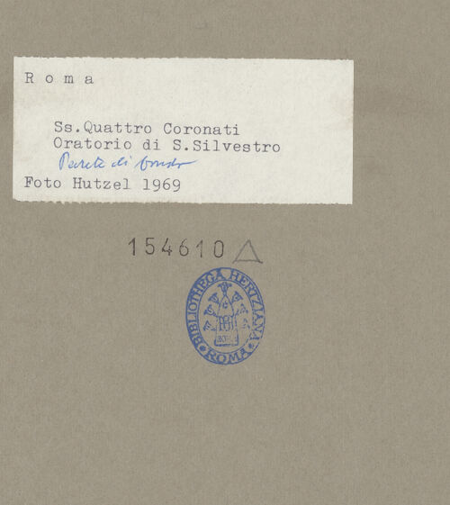 Rückseite von Hutzel, Max [https://www.deutsche-digitale-bibliothek.de/content/lizenzen/rv-ez/] SilvesterlegendeGesandte Konstantins reiten zu Papst Silvester auf den Monte Soratte - Gesamtansicht, bh154610_recto. Foto: Hutzel, Max.