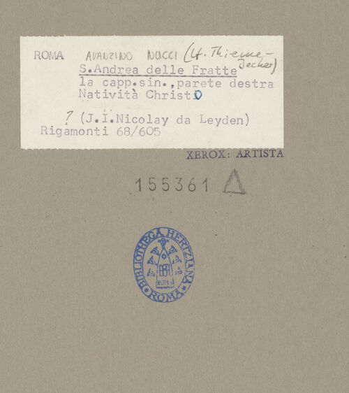 Rückseite von Bibliotheca Hertziana [https://www.deutsche-digitale-bibliothek.de/content/lizenzen/rv-fz/] Anbetung des Christuskindes - Gesamtansicht, bh155361_recto. Foto: Rigamonti.