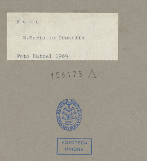 Rückseite von unbekannt [https://www.deutsche-digitale-bibliothek.de/content/lizenzen/rv-ez/] Santa Maria in Cosmedin - mit Campanile, bh156175_recto. Foto: Hutzel, Max.