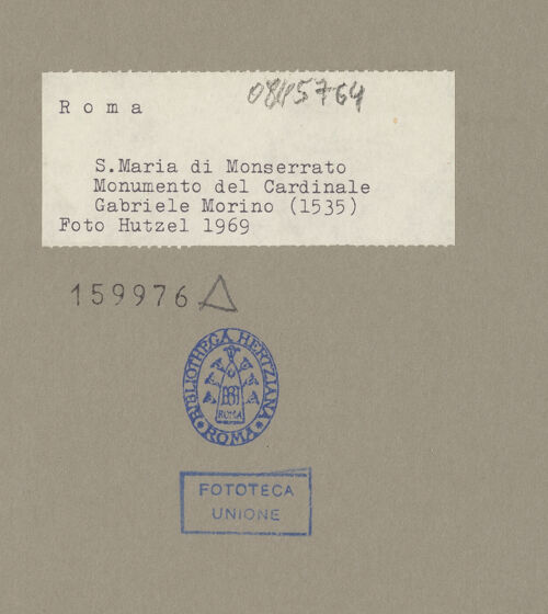 Rückseite von Hutzel, Max [https://rightsstatements.org/page/CNE/1.0/] Sarkophag des Stefano Gabriel Merrino, auch Gabriele Merini (1483-1546) - Sarkophag mit Gisant, bh159976_recto. Foto: Hutzel, Max.