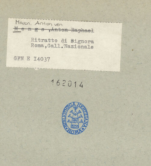 Rückseite von ICCD [https://www.deutsche-digitale-bibliothek.de/content/lizenzen/rv-ez/] Dame in modischer Haartracht - , bh162014_recto. Foto.