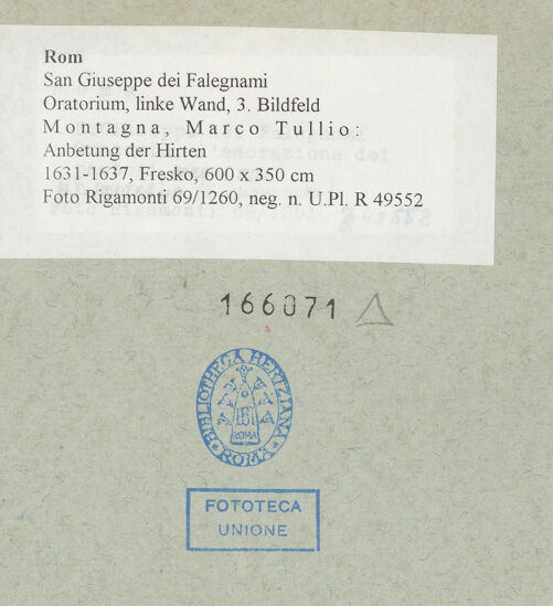 Rückseite von Rigamonti [https://www.deutsche-digitale-bibliothek.de/content/lizenzen/rv-fz/] Zyklus mit Szenen des alten und des neuen TestamentsAnbetung der Hirten - , bh166071_recto. Foto.