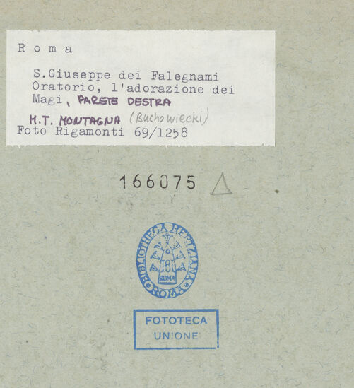 Rückseite von Rigamonti [https://www.deutsche-digitale-bibliothek.de/content/lizenzen/rv-fz/] Zyklus mit Szenen des alten und des neuen TestamentsAnbetung der Könige - , bh166075_recto. Foto.