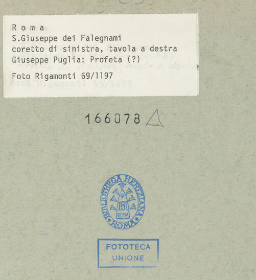 Rückseite von Rigamonti [https://www.deutsche-digitale-bibliothek.de/content/lizenzen/rv-fz/] Ruhe auf der Flucht nach Ägypten, flankiert von Propheten - Rechte Tafel: Prophet mit Putto; tavola a destra: Profeta (?), bh166078_recto. Foto.